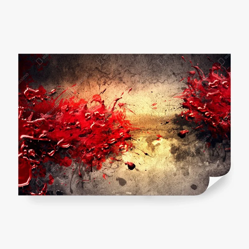 Papier peint abstraction rouge sur mur texturé – Wallnifity®