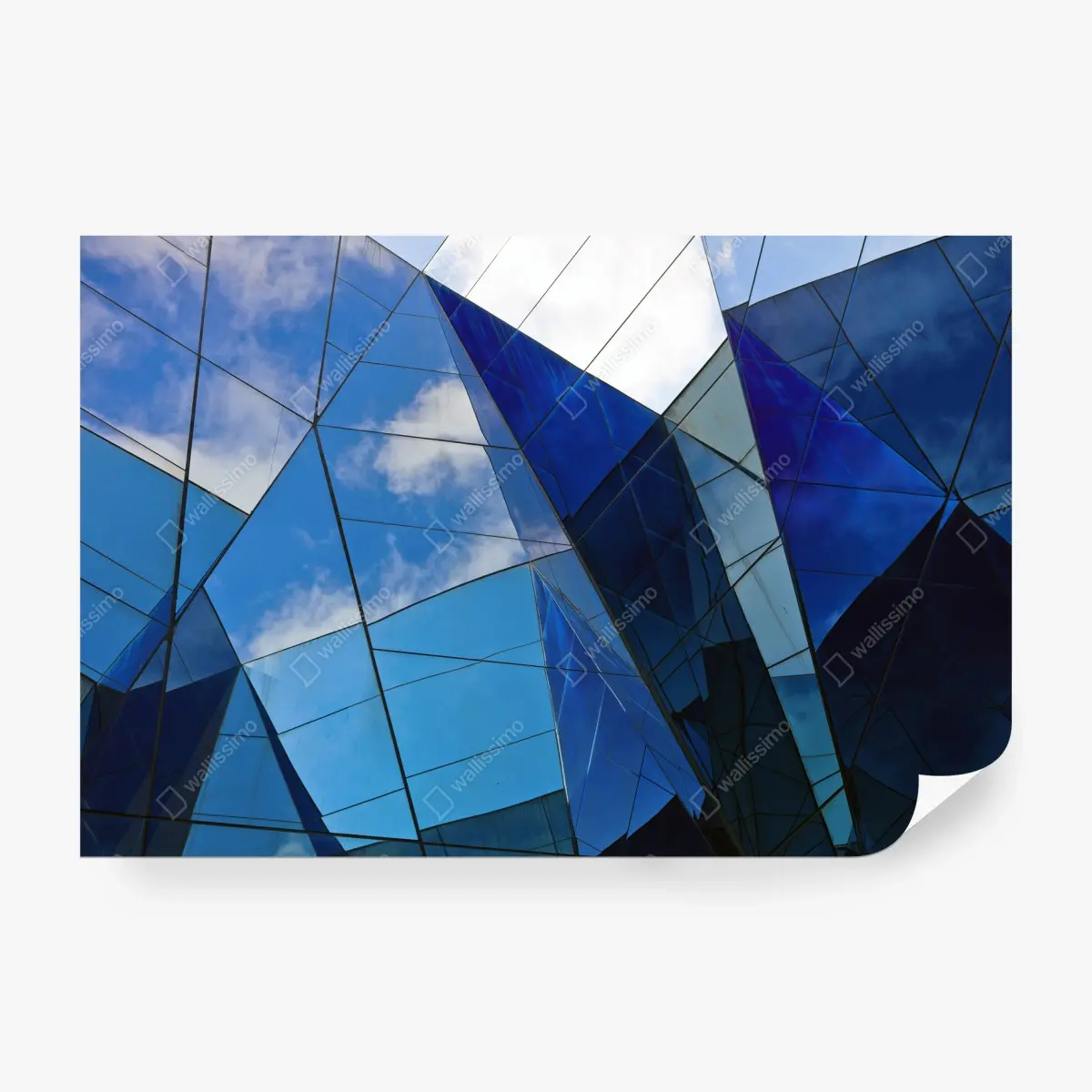 Papier peint reflets géométriques sur façade de verre – Wallnifity®