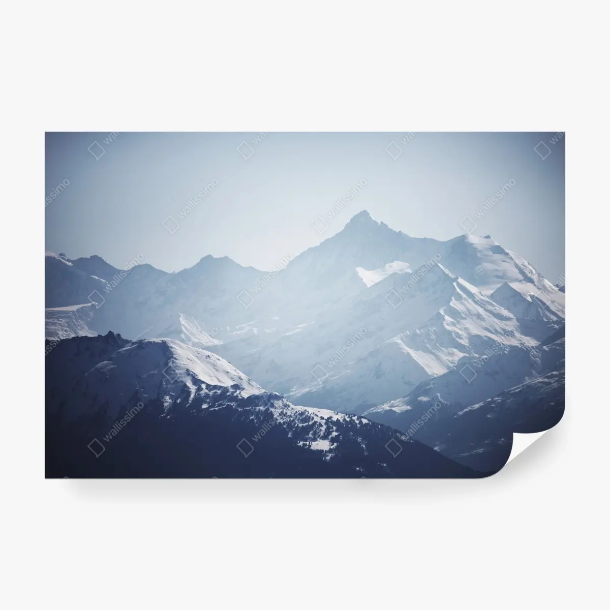 Papier peint paysage alpin en nuances de bleu – Wallnifity®