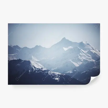 Papier peint paysage alpin en nuances de bleu – Wallnifity®
