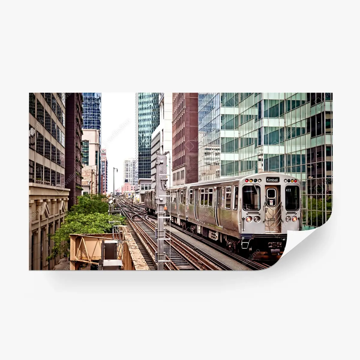 Papier peint métro aérien de Chicago au cœur du centre-ville – Wallnifity®