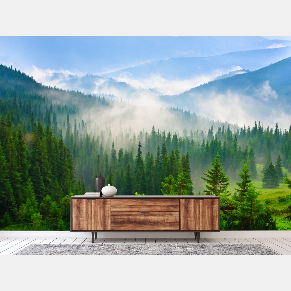 Papier peint brume matinale sur les Carpates – Wallnifity®