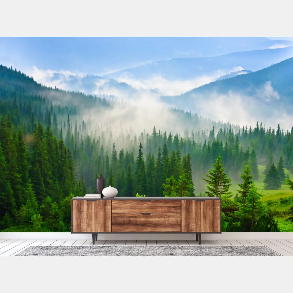 Papier peint brume matinale sur les Carpates – Wallnifity®