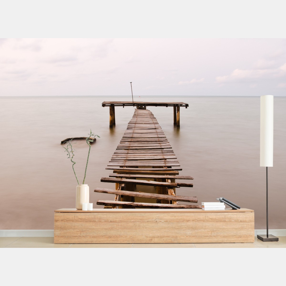 Papier peint jetée en bois ancienne au bord de la mer – Wallnifity® Papier peint jetée en bois ancienne au bord de la mer – Wallnifity®