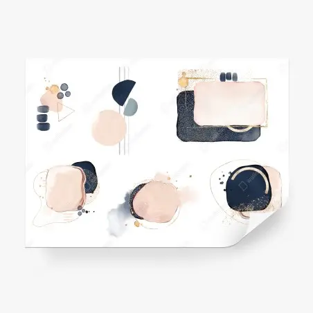 Papier peint composition abstraite aquarelle et touches dorées – Wallnifity®