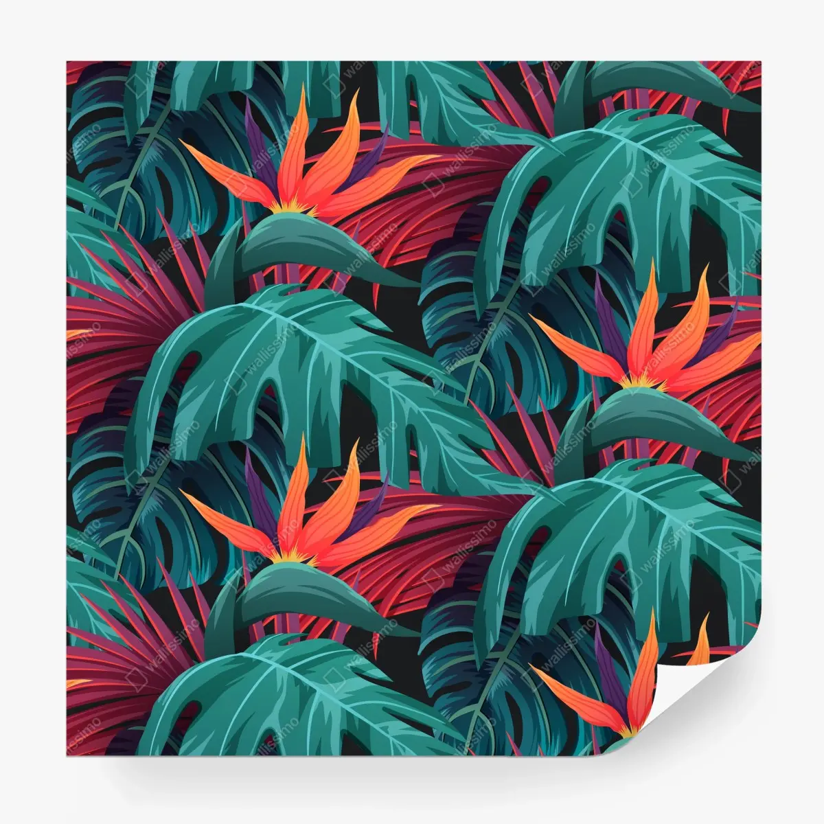 Papier peint motif tropical vibrant aux oiseaux de paradis – Wallnifity®