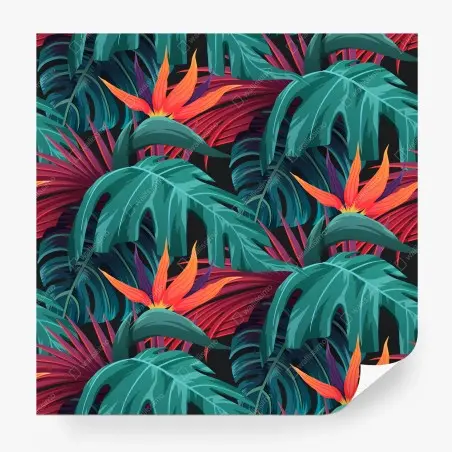 Papier peint motif tropical vibrant aux oiseaux de paradis – Wallnifity®