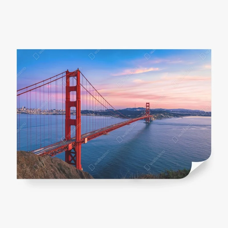Papier peint pont emblématique du Golden Gate au coucher de soleil – Wallnifity®