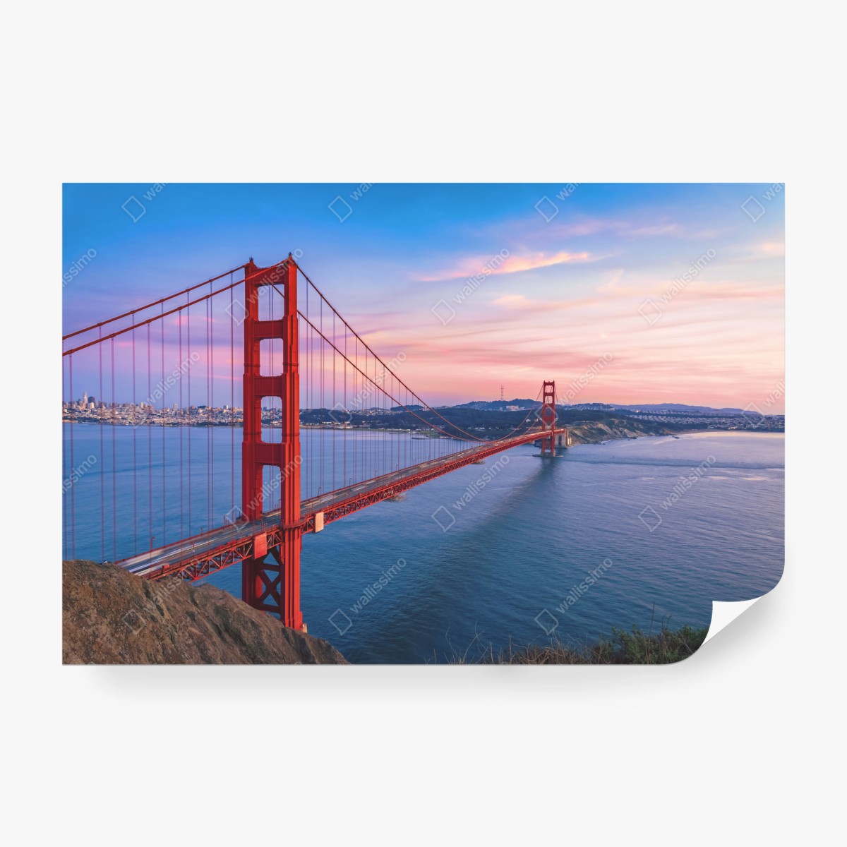 Papier peint pont emblématique du Golden Gate au coucher de soleil – Wallnifity®