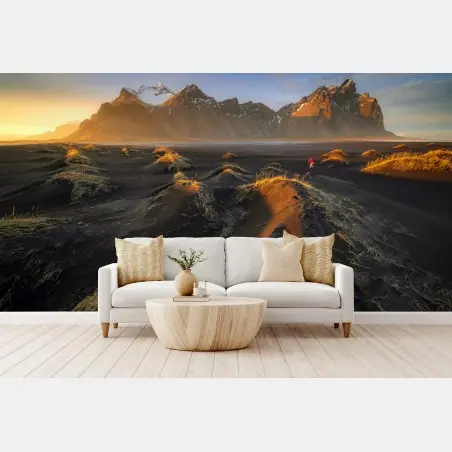 Papier peint crépuscule doré à Vestrahorn – Wallnifity®