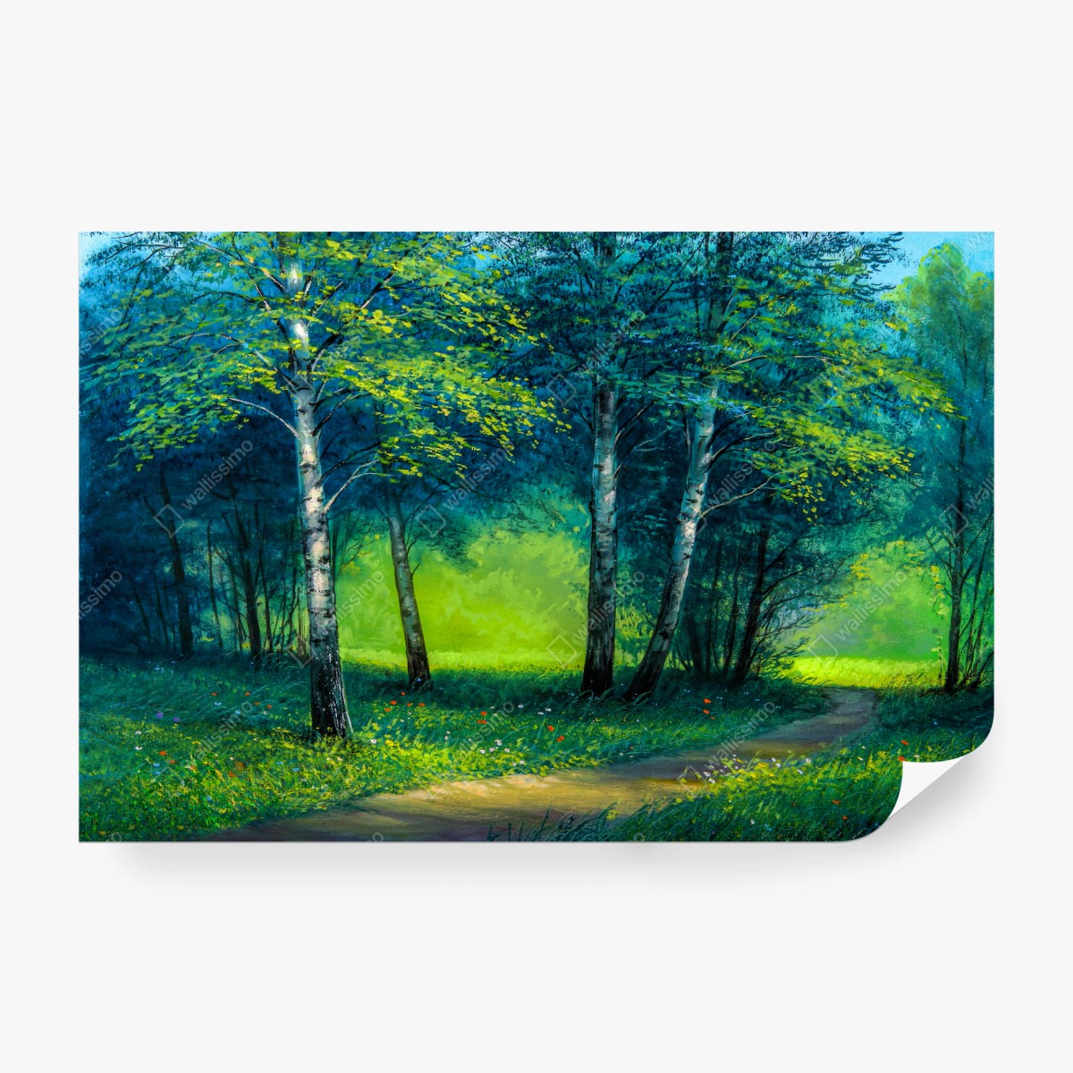Papier peint paysage à l'huile — chemin en forêt estivale – Wallnifity®