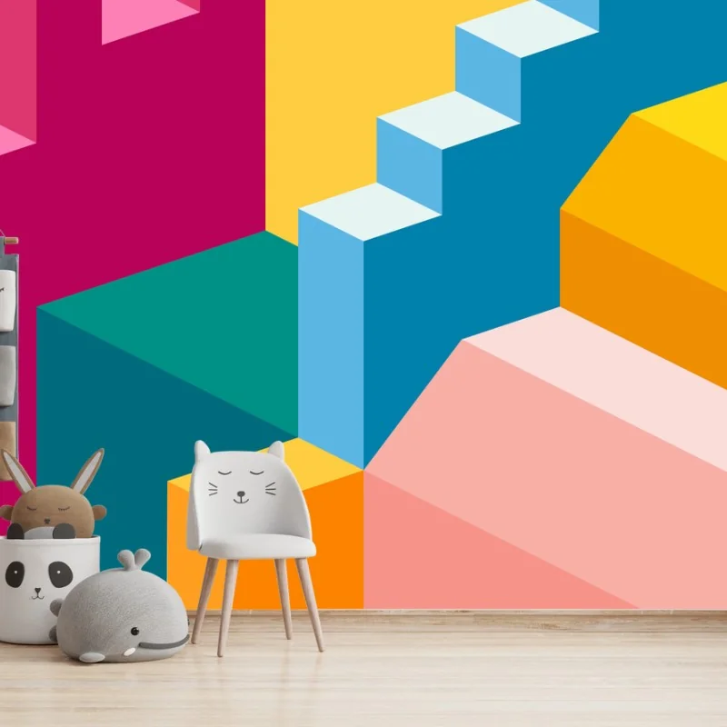 Papier peint composition géométrique colorée – Wallnifity®