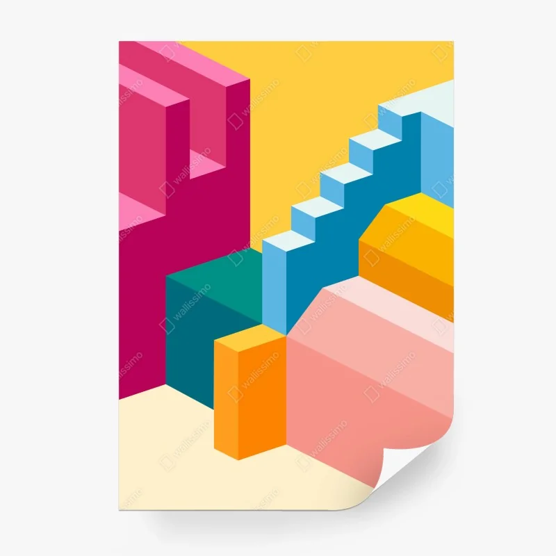 Papier peint composition géométrique colorée – Wallnifity®