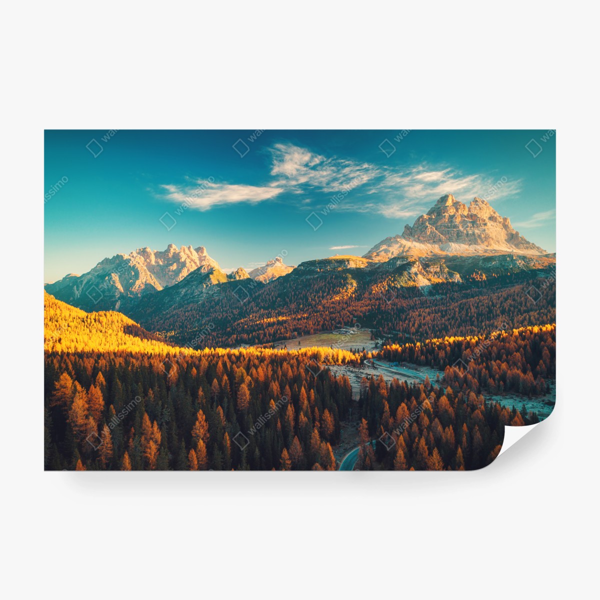 Papier peint panorama automnal des Dolomites, lac de Misurina – Wallnifity®