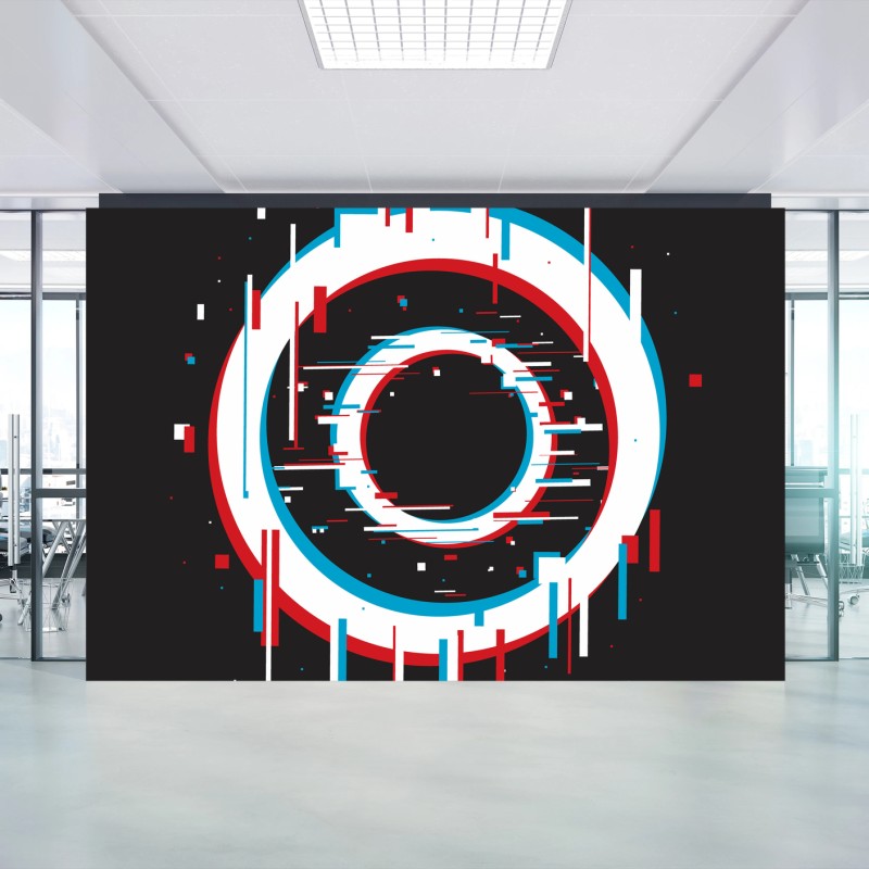 Papier peint anneau glitch abstrait minimaliste – Wallnifity®