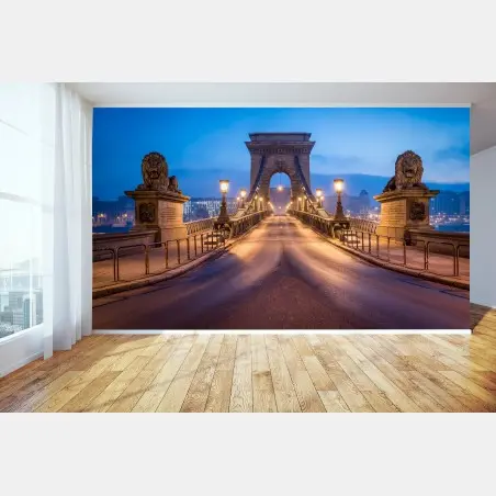 Papier peint aube sur le pont des chaînes de Budapest – Wallnifity®
