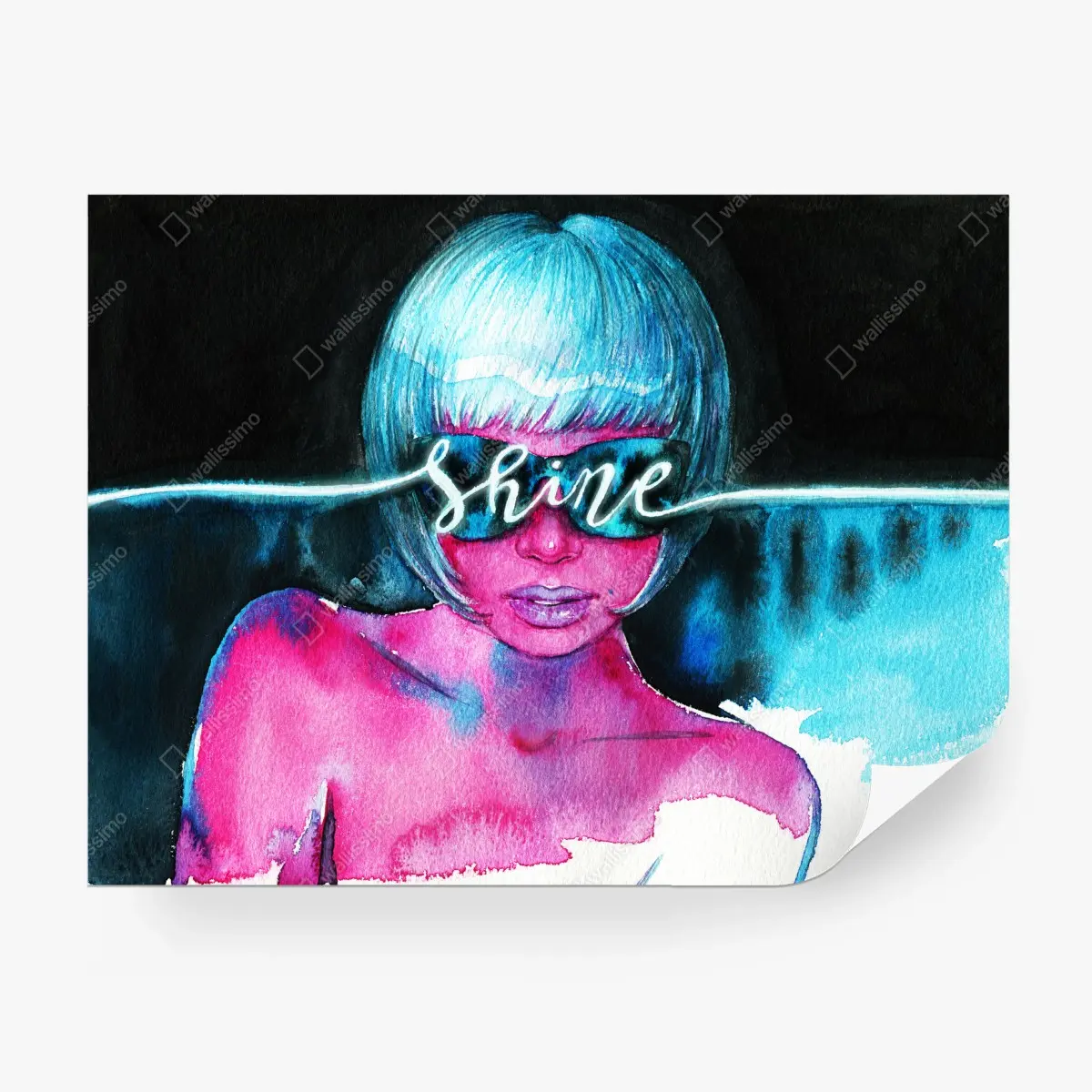 Papier peint éclat néon : portrait pop contemporain – Wallnifity®