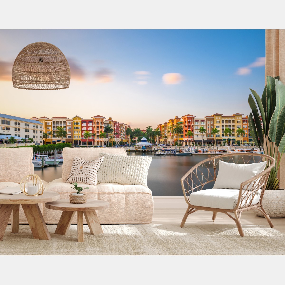 Papier peint coucher de soleil à Naples, Floride - front de mer coloré – Wallnifity®