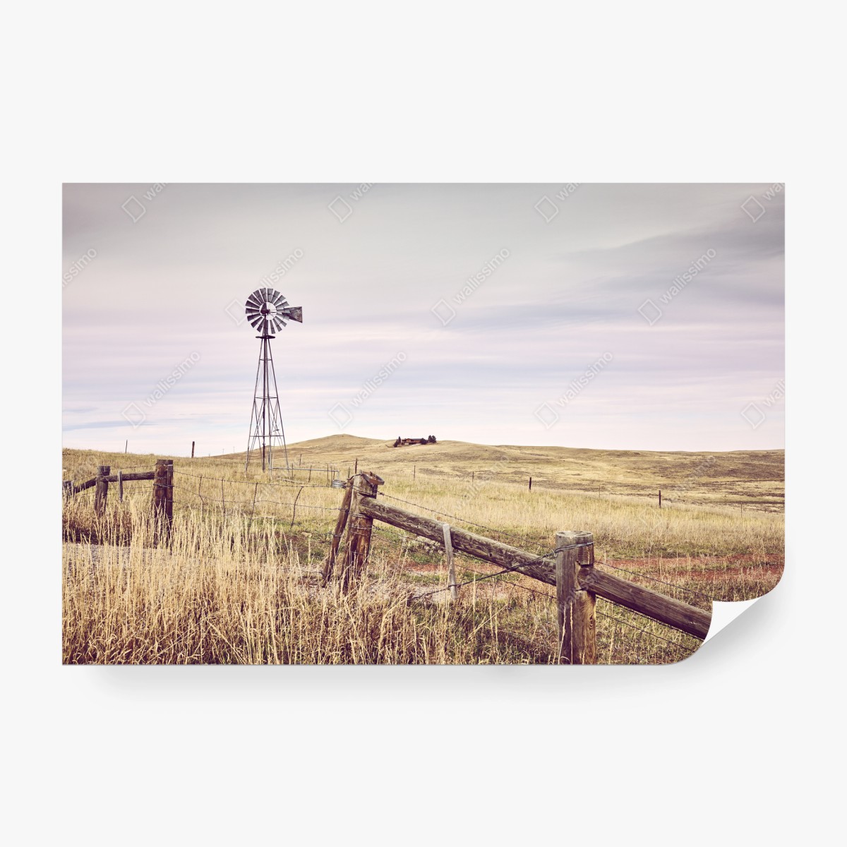Papier peint moulin à vent solitaire sur la plaine dorée – Wallnifity® Papier peint moulin à vent solitaire sur la plaine dorée – Wallnifity®