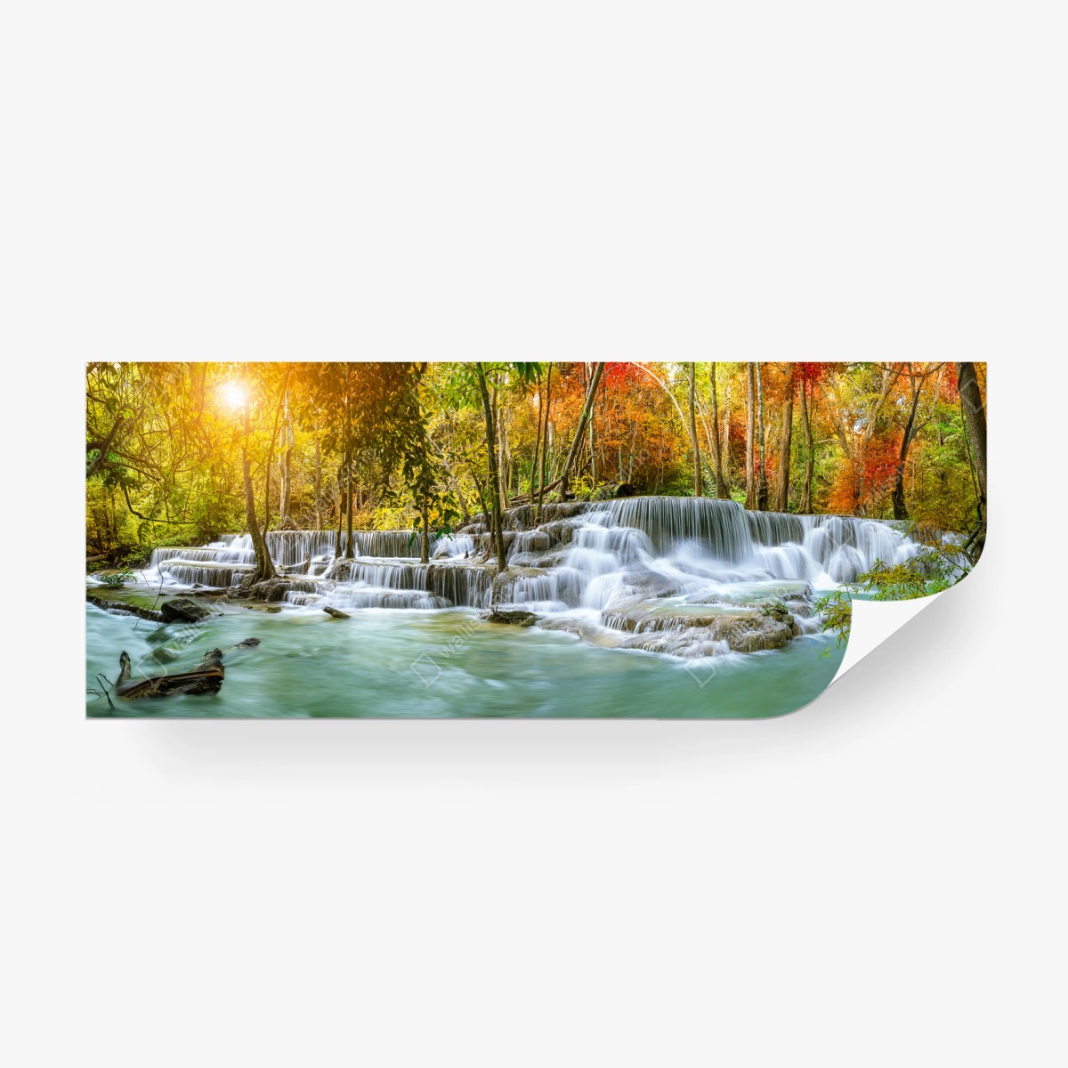 Papier peint cascade d'automne en forêt – Wallnifity®