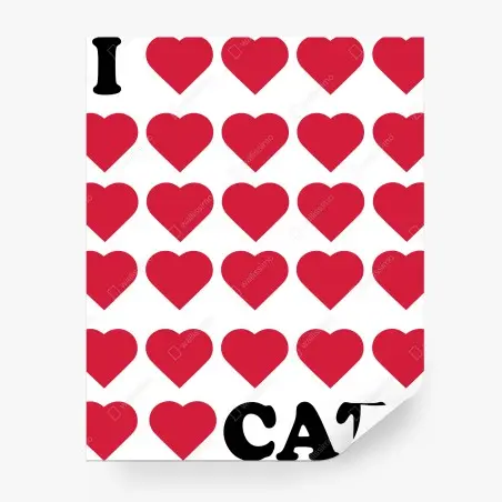 Papier peint j'aime les chats motif cœurs rouges – Wallnifity®