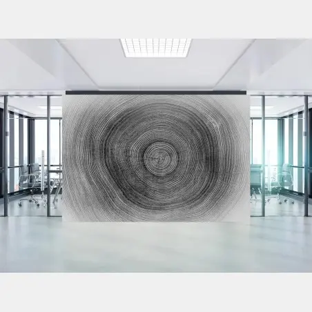 Papier peint empreinte de cernes d'arbre en noir et blanc – Wallnifity®