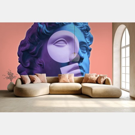 Papier peint buste antique en néon et formes géométriques – Wallnifity®