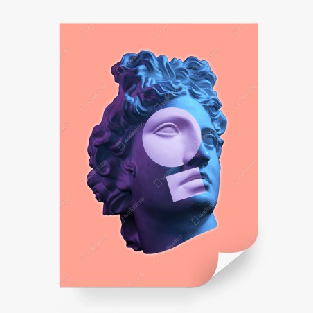 Papier peint buste antique en néon et formes géométriques – Wallnifity®
