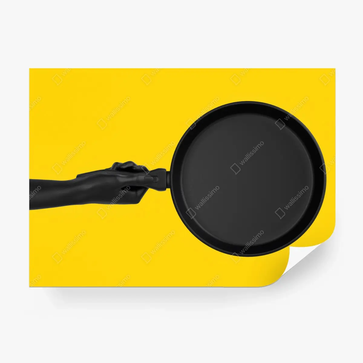 Papier peint poêle noire sur fond jaune minimaliste – Wallnifity®