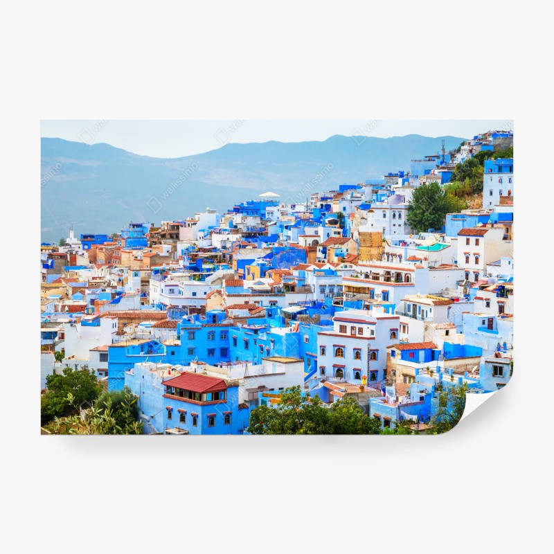 Papier peint panorama bleu de Chefchaouen – Wallnifity®