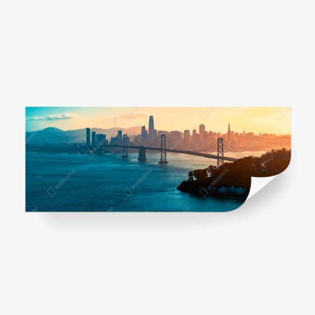 Papier peint coucher de soleil sur le pont de la baie de San Francisco – Wallnifity®