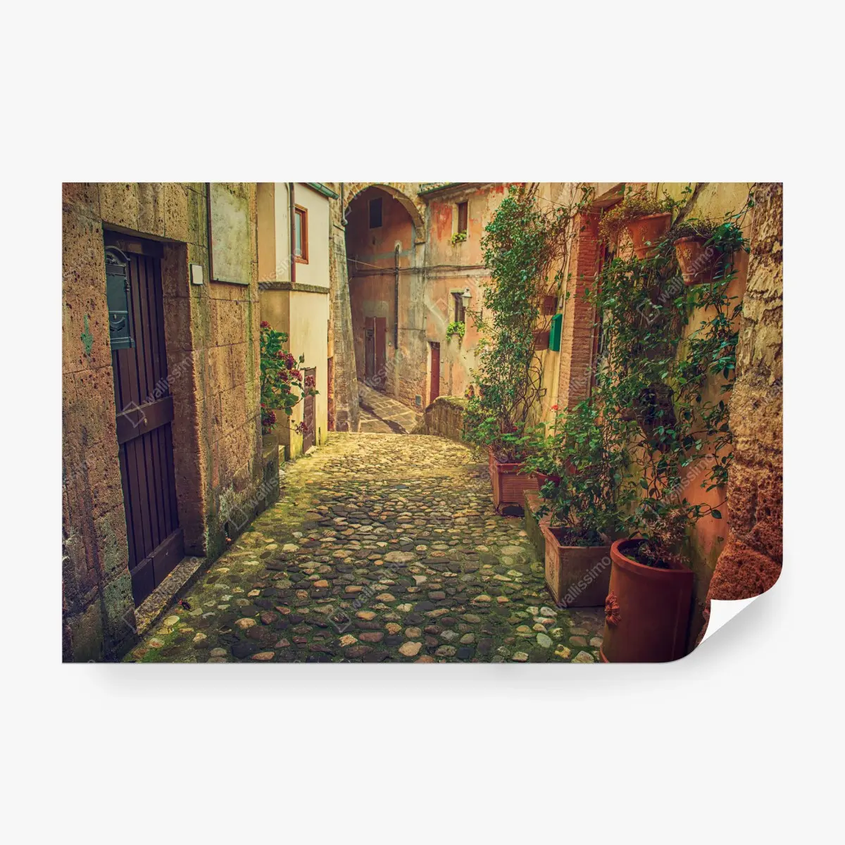 Papier peint ruelle pavée au charme méditerranéen – Wallnifity®