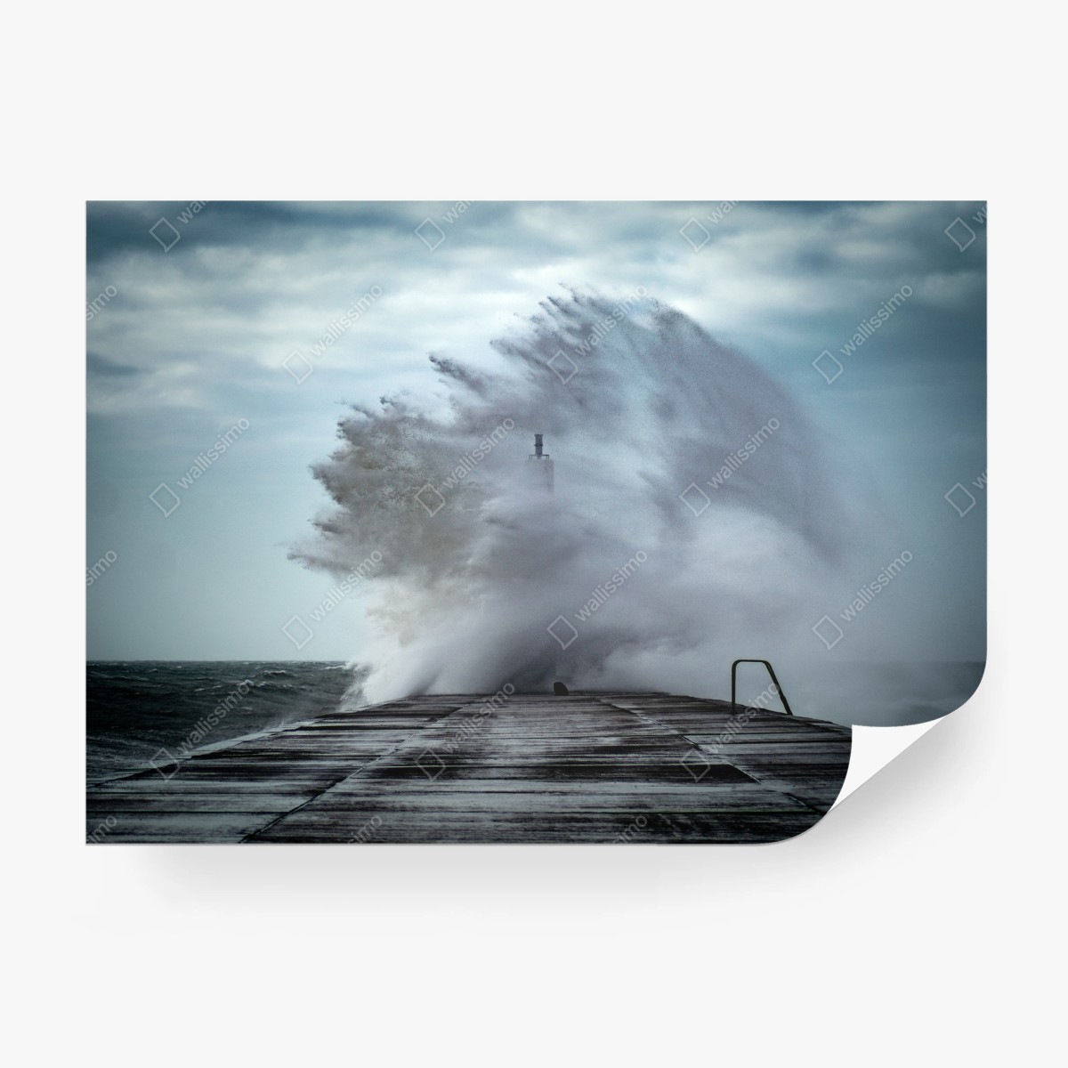 Papier peint vague déchaînée au phare – Wallnifity®