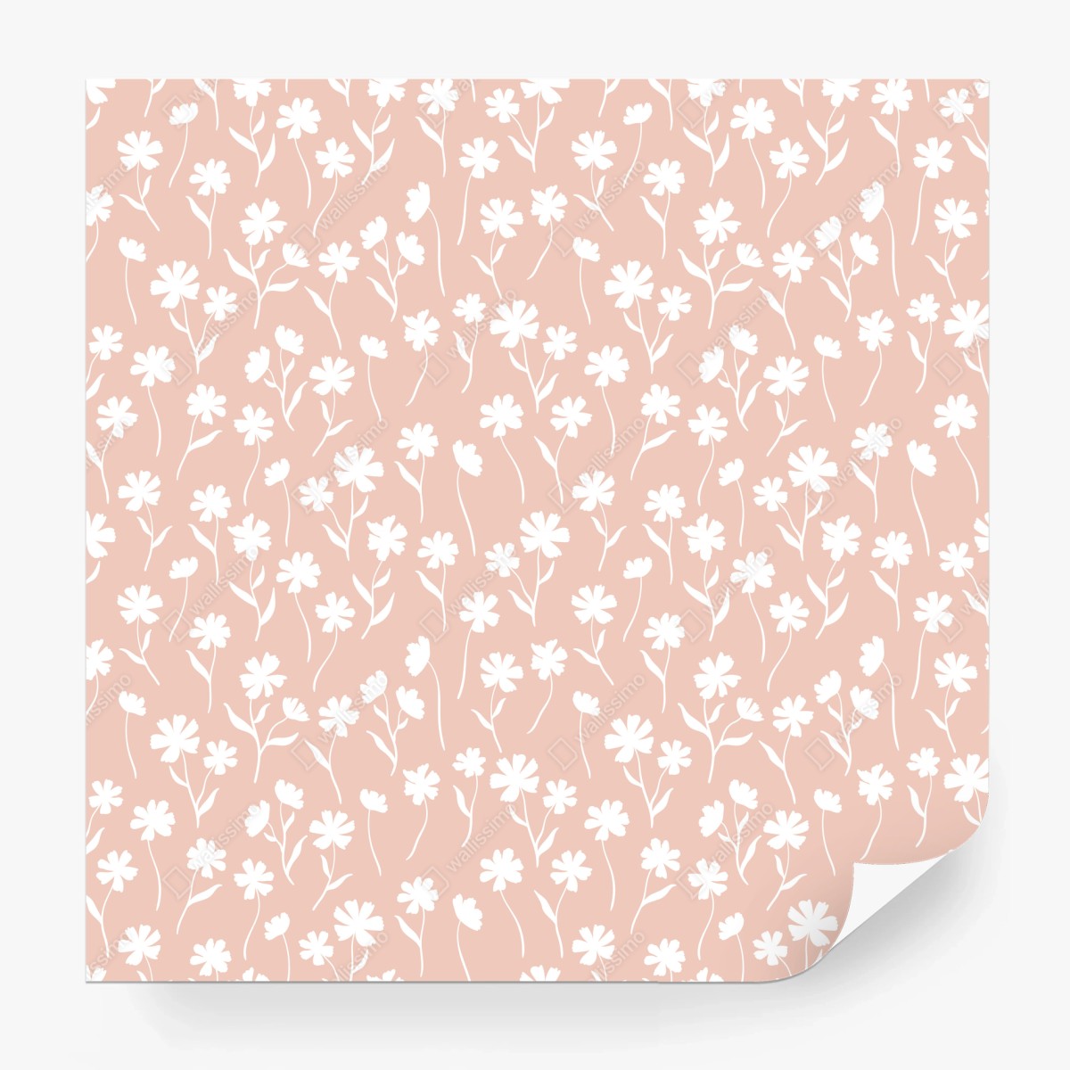 Papier peint motif floral délicat rose poudré – Wallnifity®