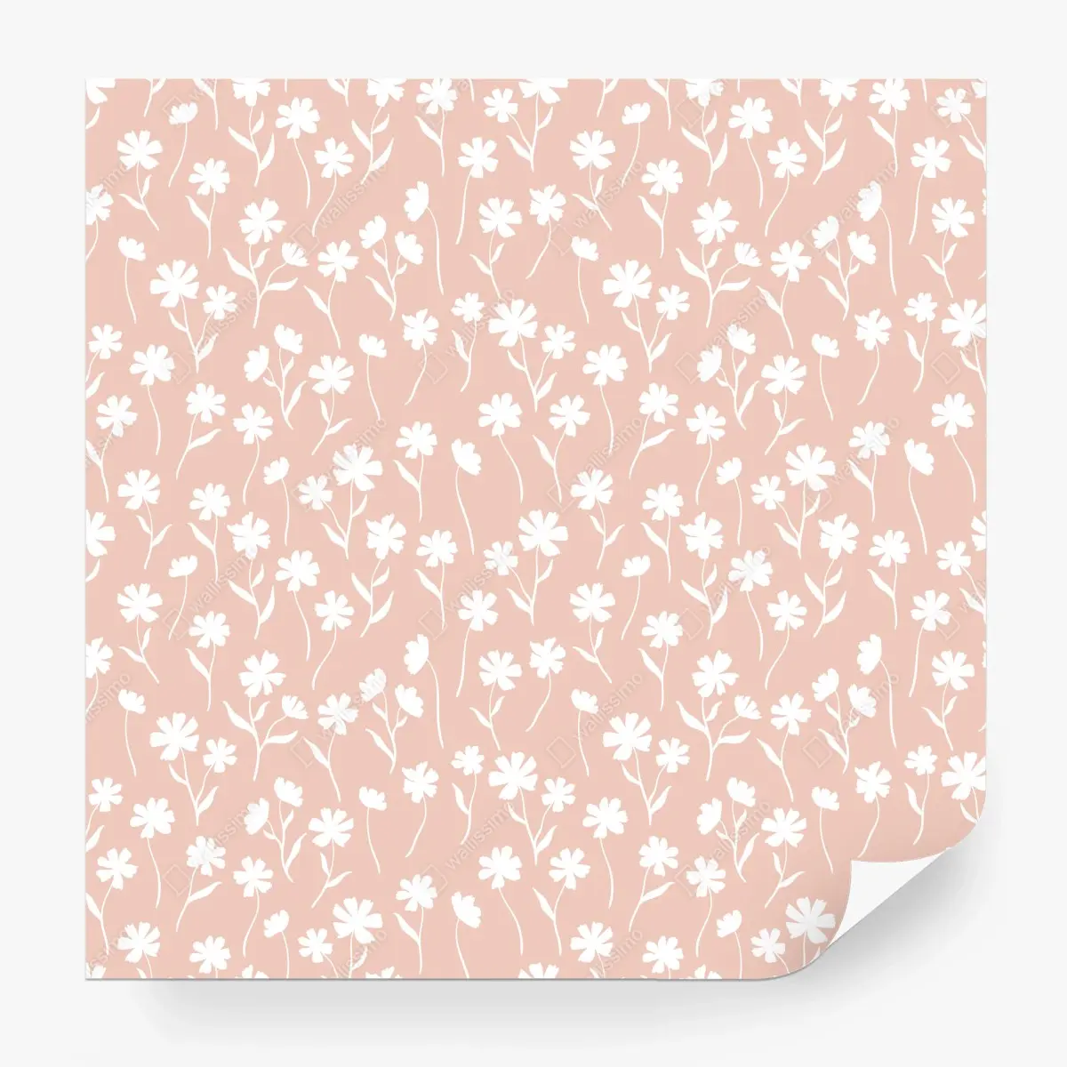 Papier peint motif floral délicat rose poudré – Wallnifity®