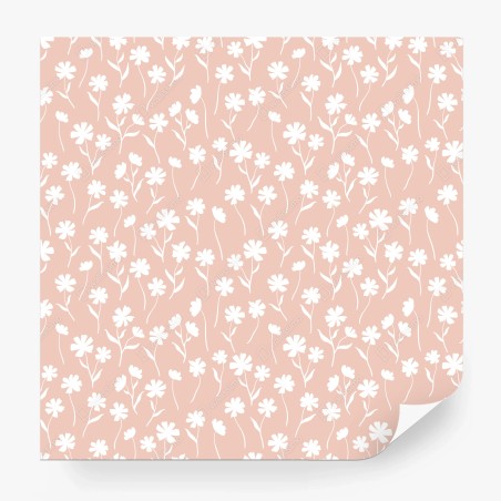 Papier peint motif floral délicat rose poudré – Wallnifity®