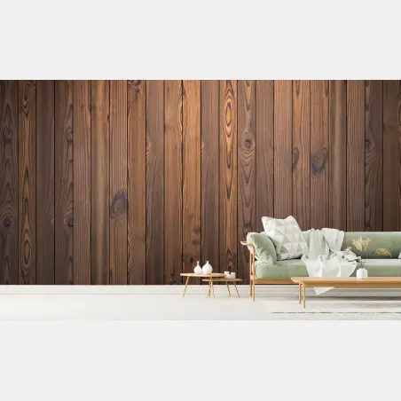 Papier peint mur en lambris de bois chaleureux et rustique – Wallnifity®