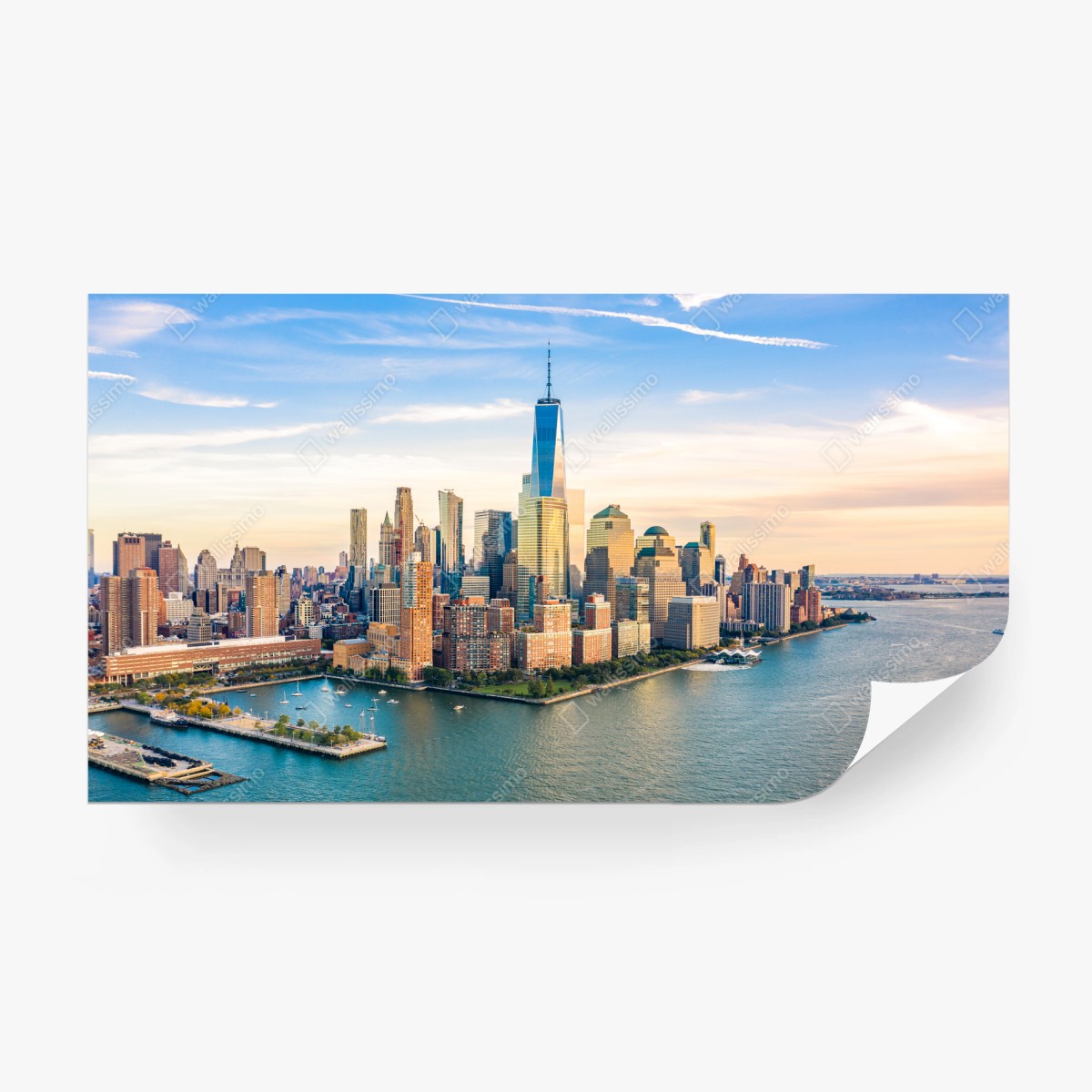 Papier peint horizon lumineux de Manhattan au coucher du soleil – Wallnifity®