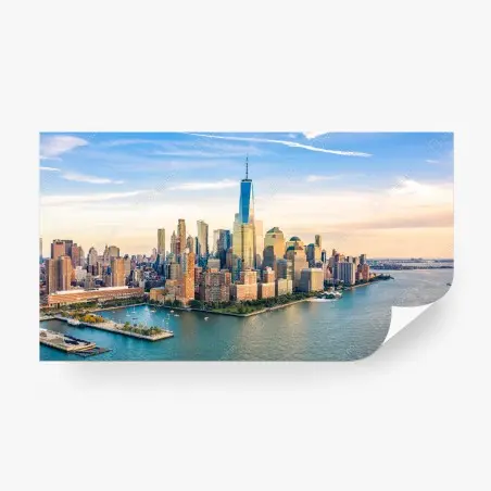 Papier peint horizon lumineux de Manhattan au coucher du soleil – Wallnifity®