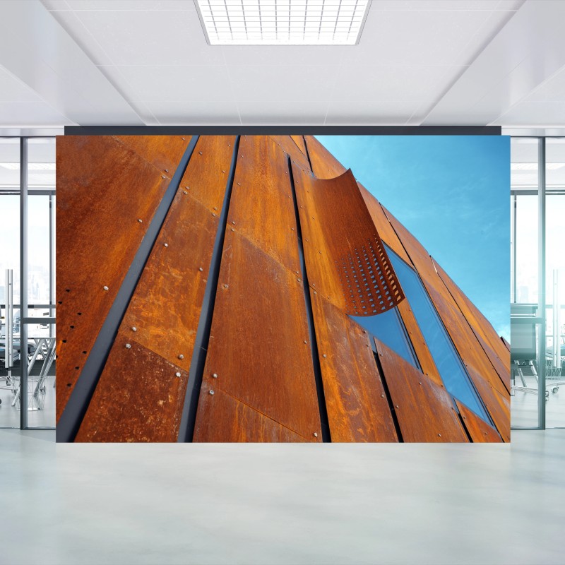 Papier peint façade métallique oxydée au design contemporain – Wallnifity®