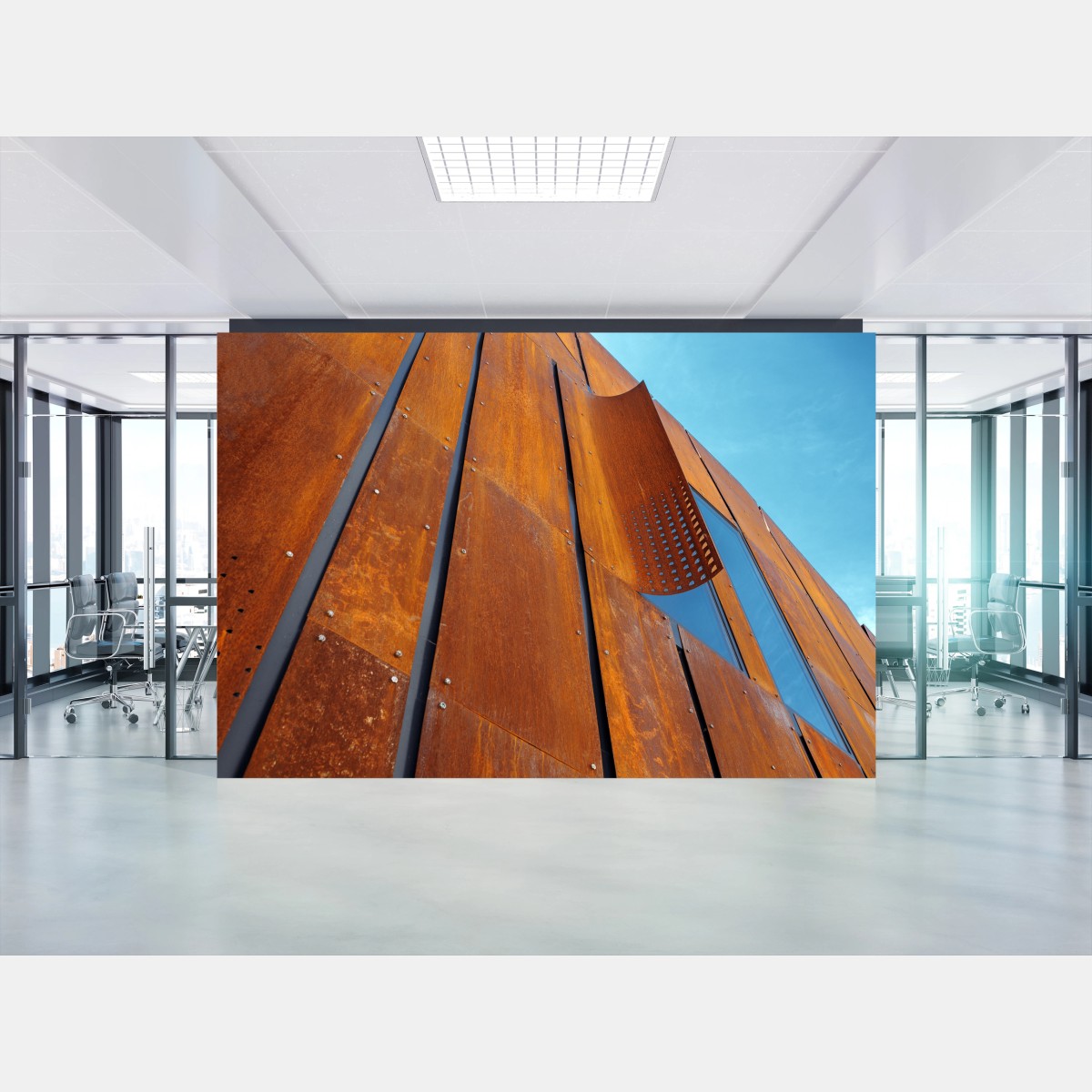 Papier peint façade métallique oxydée au design contemporain – Wallnifity®