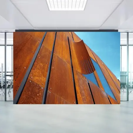 Papier peint façade métallique oxydée au design contemporain – Wallnifity®