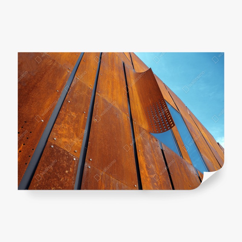 Papier peint façade métallique oxydée au design contemporain – Wallnifity®