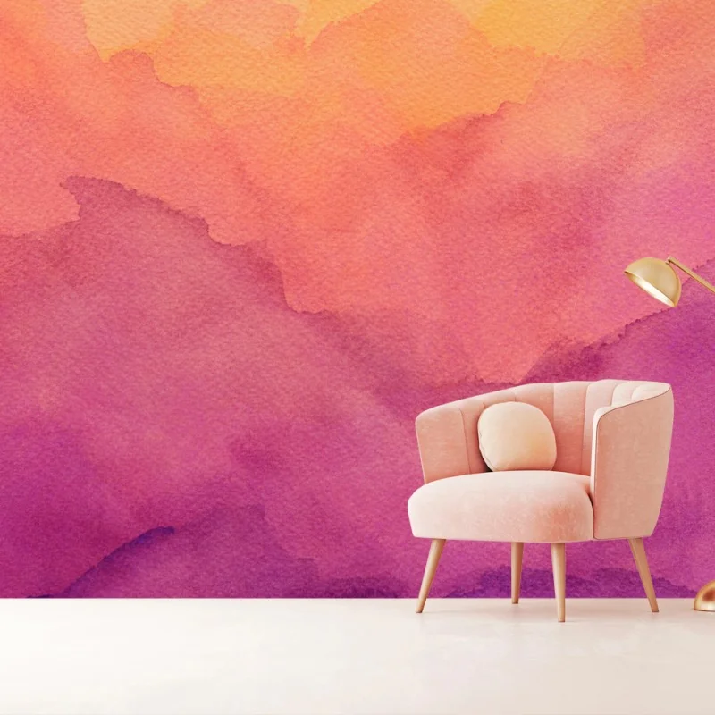 Papier peint aquarelle de coucher de soleil en dégradé – Wallnifity®