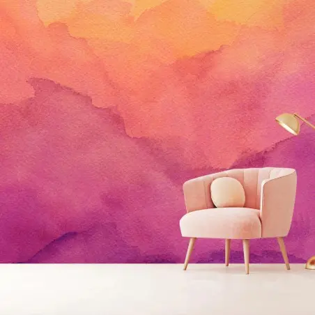 Papier peint aquarelle de coucher de soleil en dégradé – Wallnifity®