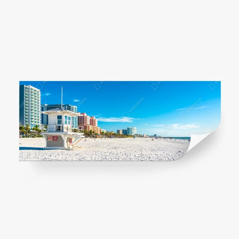 Papier peint plage ensoleillée avec poste de secours – Wallnifity® Papier peint plage ensoleillée avec poste de secours – Wallnifity®