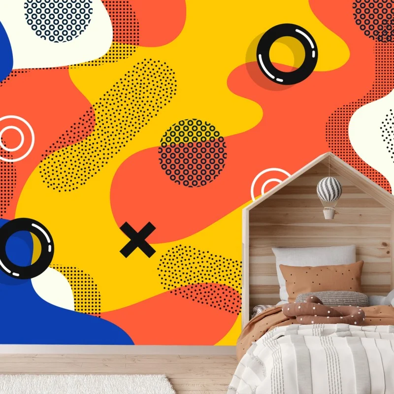 Papier peint composition abstraite colorée style memphis – Wallnifity® Papier peint composition abstraite colorée style memphis – Wallnifity®
