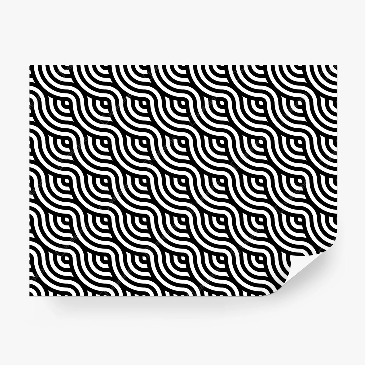Papier peint motif optique ondulé noir et blanc – Wallnifity®