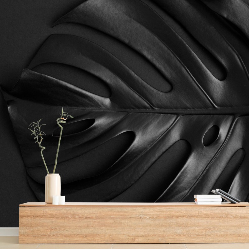 Papier peint monstera noire — élégance botanique minimaliste – Wallnifity® Papier peint monstera noire — élégance botanique minimaliste – Wallnifity®