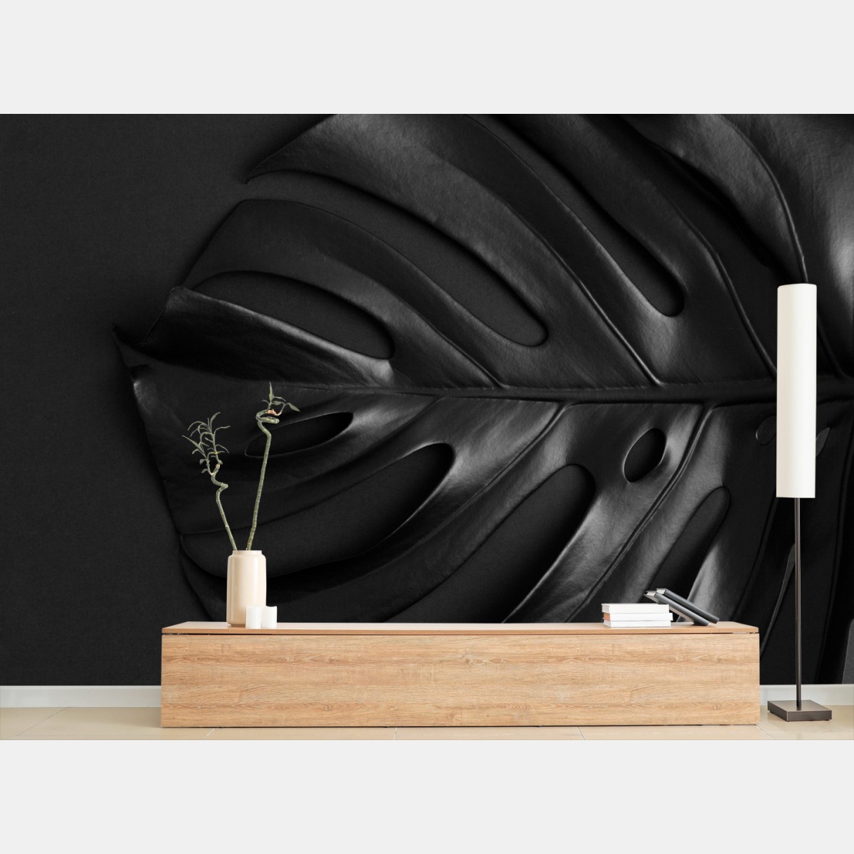 Papier peint monstera noire — élégance botanique minimaliste – Wallnifity® Papier peint monstera noire — élégance botanique minimaliste – Wallnifity®